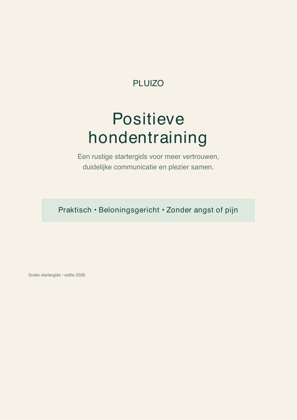 PLUIZO Positieve Hondentraining - gratis startergids